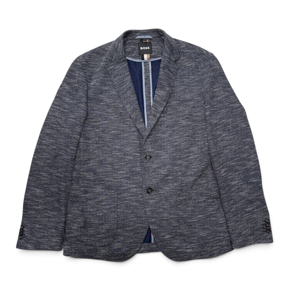Hugo Boss Mens 44R Italian Jersey Bi-Stretch Knit Blazer Navy Blue Sport Coat